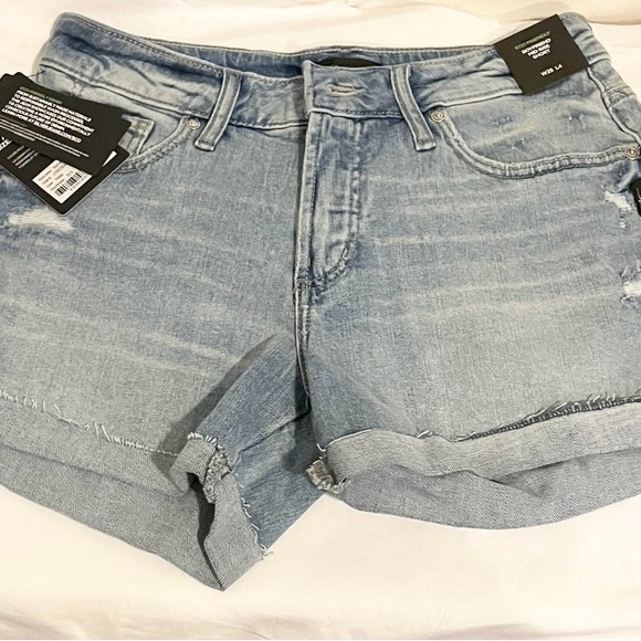 Sz 25 (W5) L4 Boyfriend Mid Rise Short boyfriend mid rise shorts Indigo wash NW - Picture 4 of 13